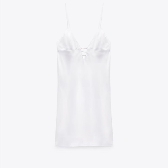 Zara Satin Effect Jewel Mini Dress - Picture 5 of 9